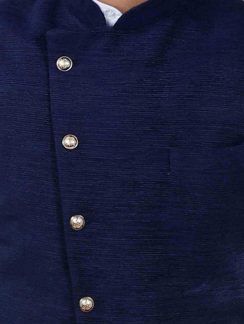 blue cotton nehru jacket - 15048767 - Zoom Image - 4