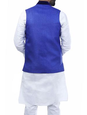 blue cotton nehru jacket - 15048771 - Standard Image - 3