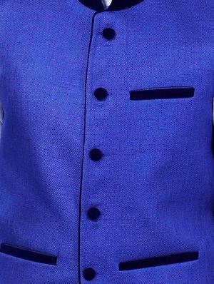 blue cotton nehru jacket - 15048771 - Standard Image - 4