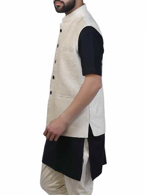 beige cotton nehru jacket - 15048777 - Standard Image - 2