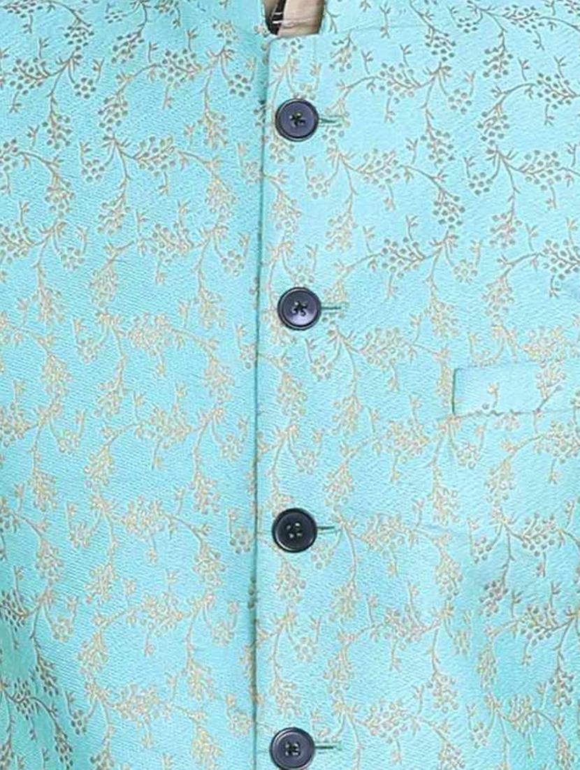 blue silk nehru jacket - 15048788 - Zoom Image - 4