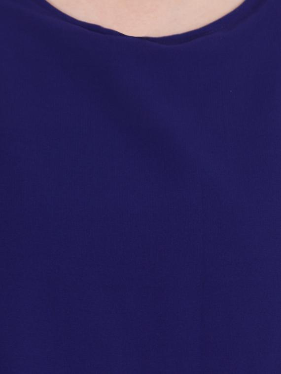blue solid georgette layered dress - 15048815 - Zoom Image - 5