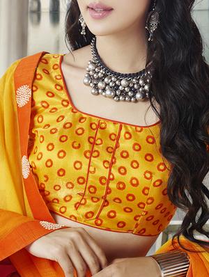 orange georgette half & half saree with blouse - 15049230 - Standard Image - 2