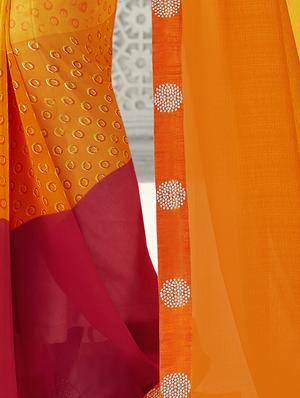 orange georgette half & half saree with blouse - 15049230 - Standard Image - 3