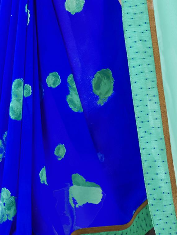 lace border half & half saree with blouse - 15049232 - Zoom Image - 2