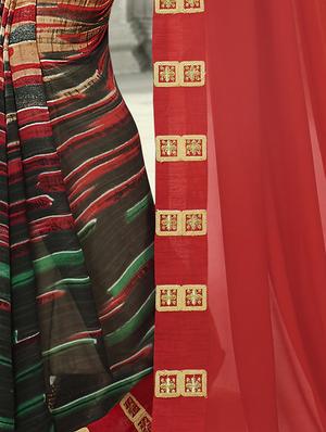 embroidered border half & half saree with blouse - 15049235 - Standard Image - 3