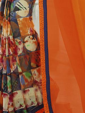 geometrical half & half saree with blouse - 15049237 - Standard Image - 3