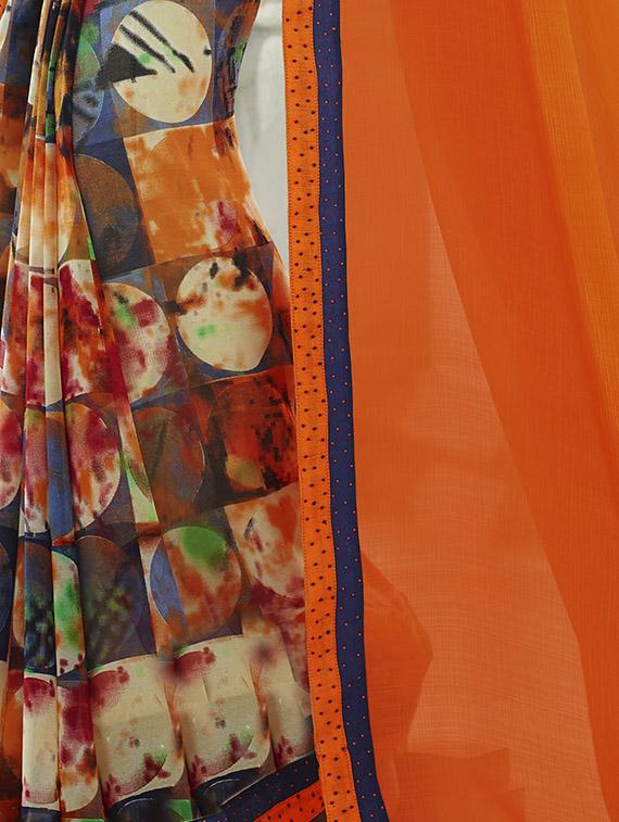 geometrical half & half saree with blouse - 15049237 - Zoom Image - 3