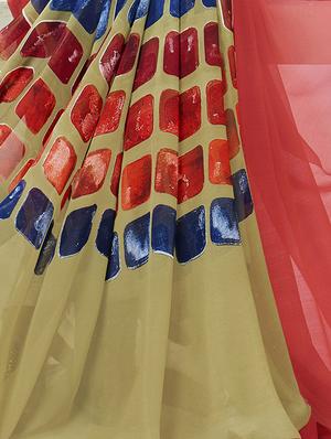 geometrical half & half saree with blouse - 15049239 - Standard Image - 2