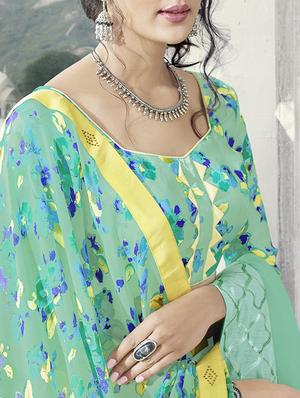 floral printed saree with blouse - 15049240 - Standard Image - 2
