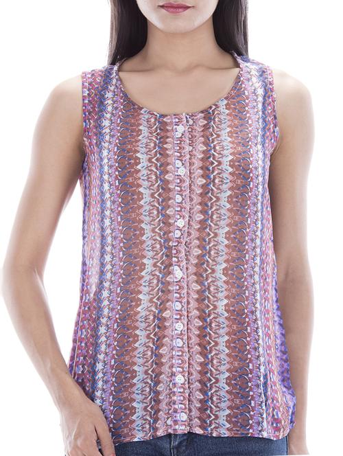 button up printed top - 15049776 - Standard Image - 1