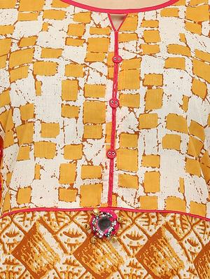 mustard cotton aline kurta - 15049794 - Standard Image - 4