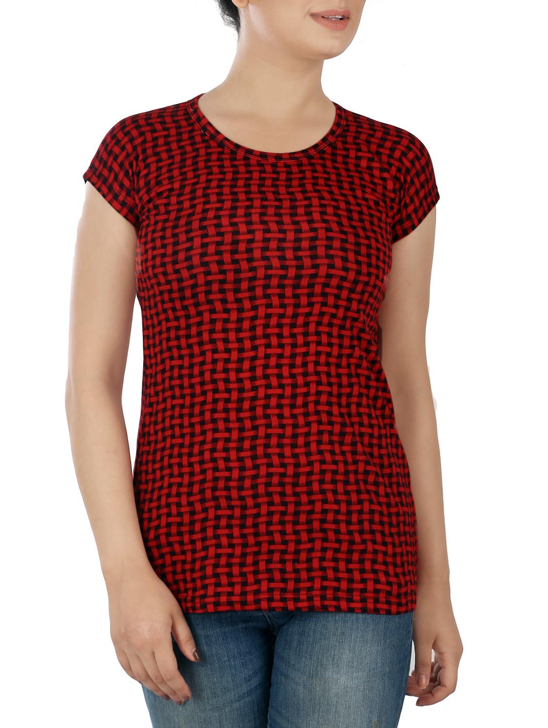 red printed cotton tee - 15050316 - Zoom Image - 1