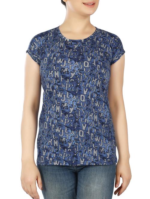 blue cotton printed tee - 15050332 - Standard Image - 1