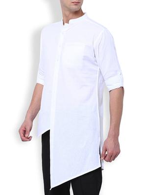 white linen kurta - 15050393 - Standard Image - 2