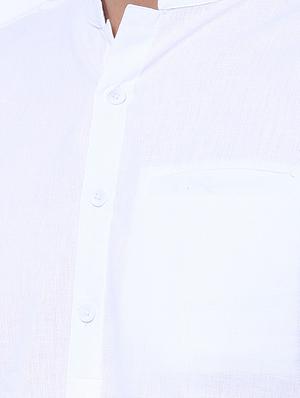 white linen kurta - 15050393 - Standard Image - 4
