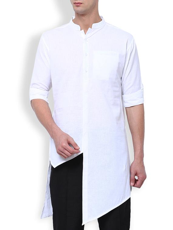 white linen kurta - 15050393 - Zoom Image - 1