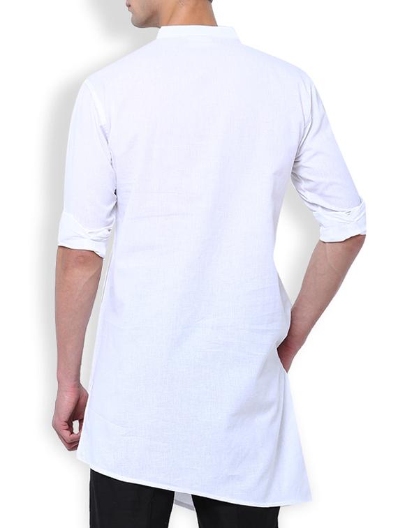 white linen kurta - 15050393 - Zoom Image - 3