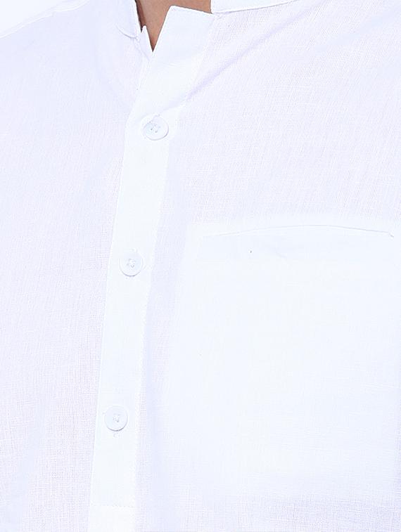 white linen kurta - 15050393 - Zoom Image - 4