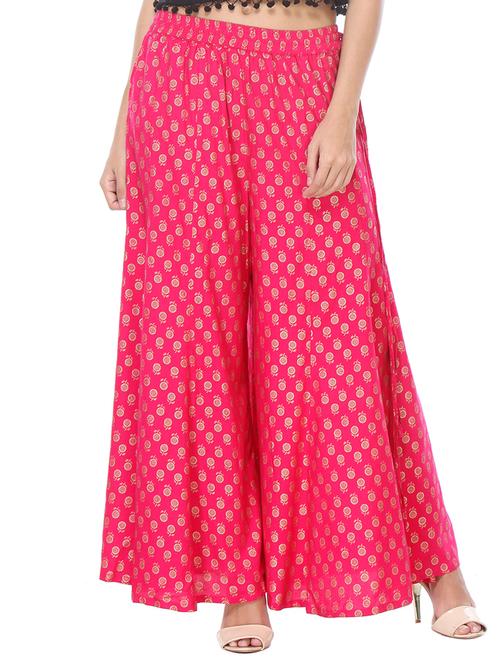 pink rayon palazzo - 15051534 - Standard Image - 1