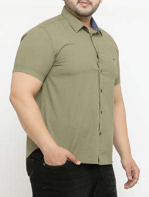 olive green cotton casual shirt - 15052018 - Standard Image - 2