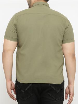 olive green cotton casual shirt - 15052018 - Standard Image - 3