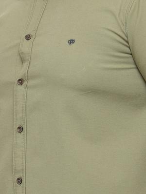 olive green cotton casual shirt - 15052018 - Standard Image - 4