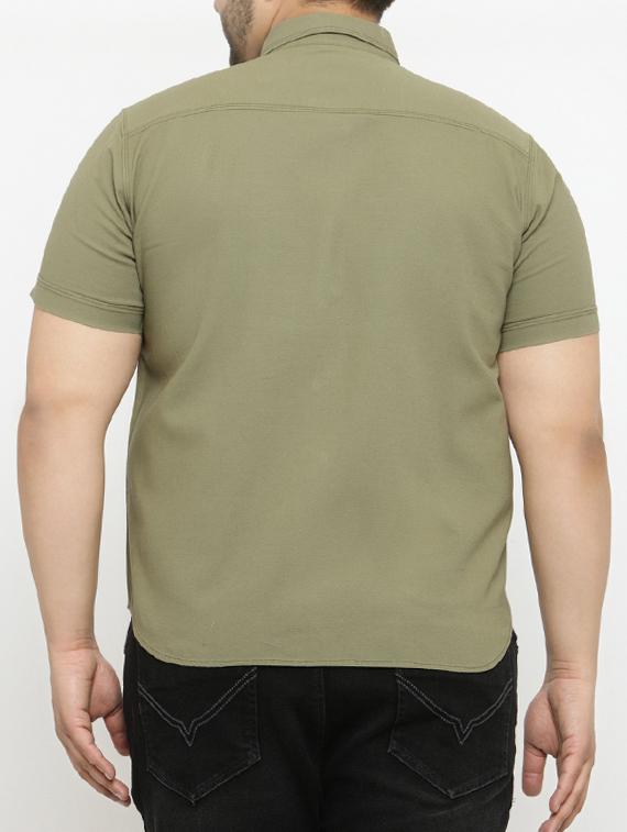 olive green cotton casual shirt - 15052018 - Zoom Image - 3