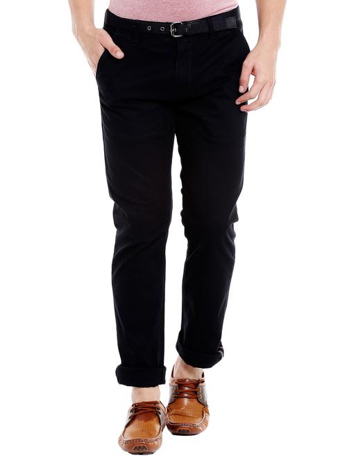black cotton blend chinos - 15052065 - Very Small Image - 1
