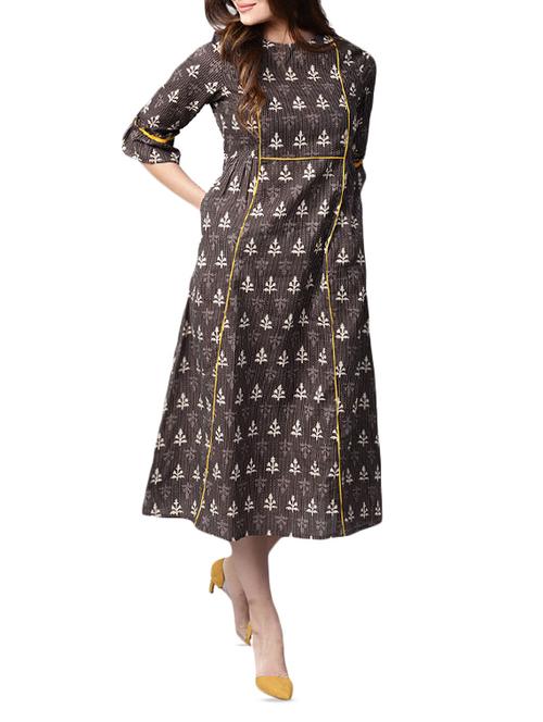 kantha stitch contrast detail a-line dress - 15052412 - Standard Image - 1