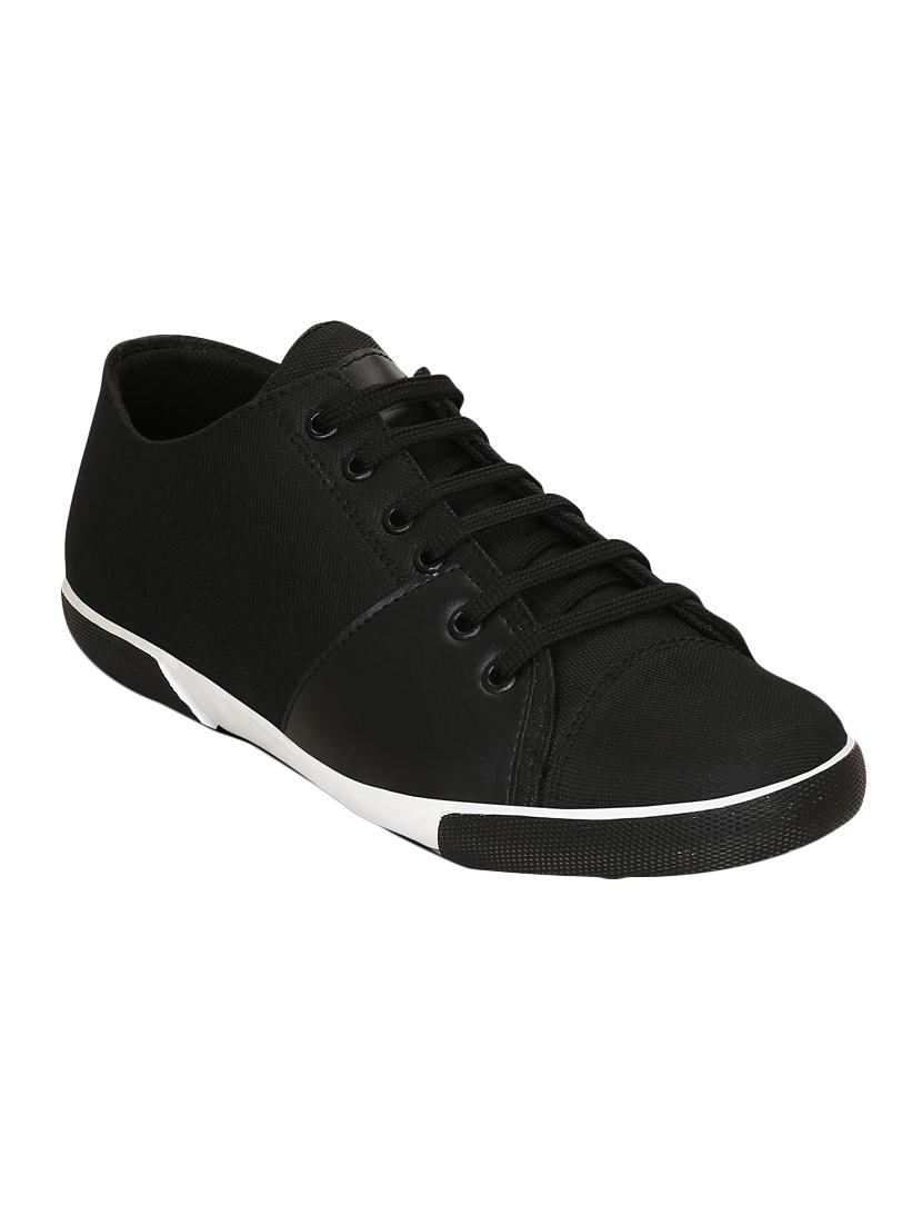 black canvas lace up sneakers - 15052584 - Zoom Image - 1
