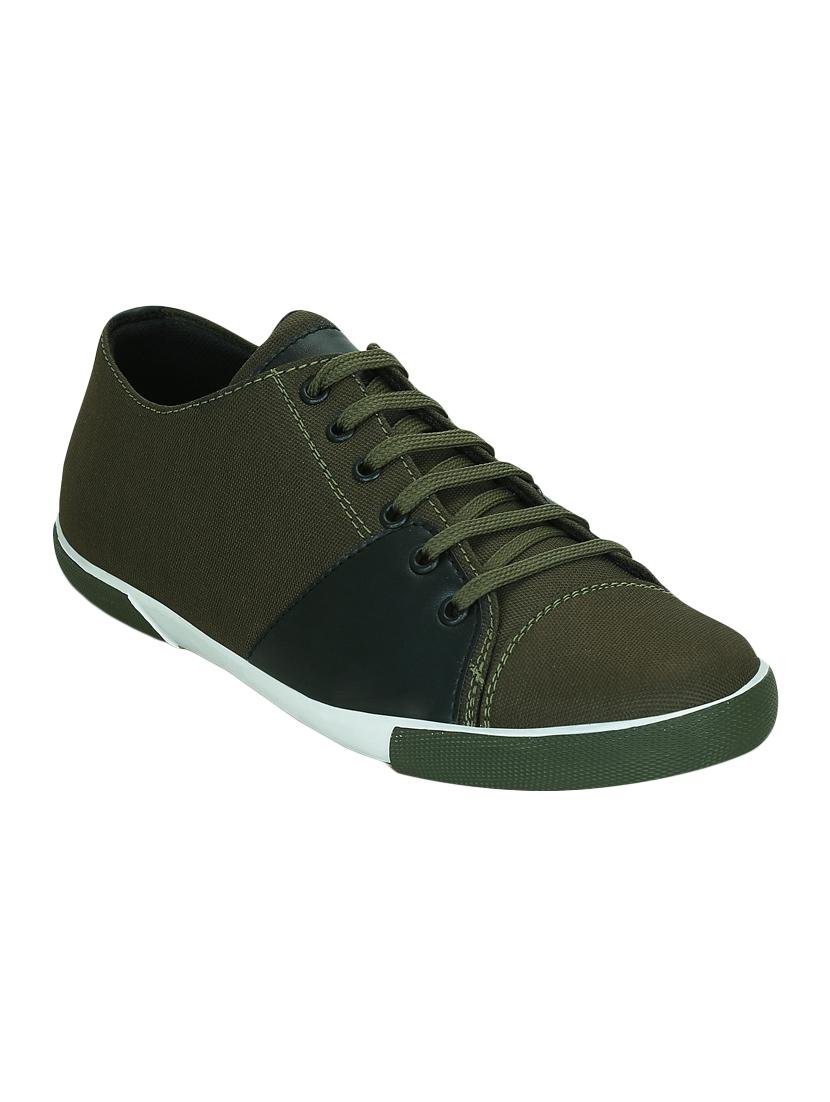 green canvas lace up sneakers - 15052586 - Zoom Image - 1