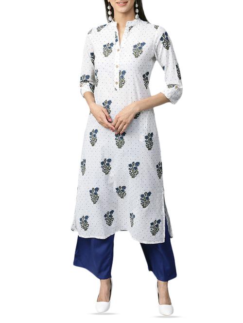 white cotton kurta palazzo set - 15052649 - Standard Image - 1