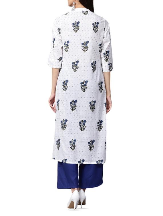 white cotton kurta palazzo set - 15052649 - Zoom Image - 3