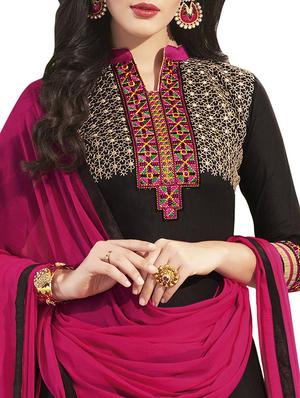 black cotton patiyala suits unstitched suit - 15052759 - Standard Image - 2
