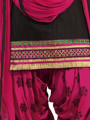 black cotton patiyala suits unstitched suit - 15052759 - Standard Image - 3