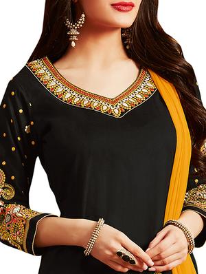 black cotton patiyala suits unstitched suit - 15052768 - Standard Image - 2
