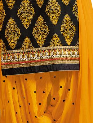 black cotton patiyala suits unstitched suit - 15052768 - Standard Image - 3