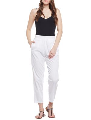 white solid cotton peg trouser - 15054072 - Standard Image - 4