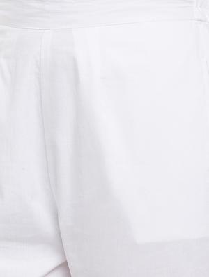 white solid cotton peg trouser - 15054072 - Standard Image - 5