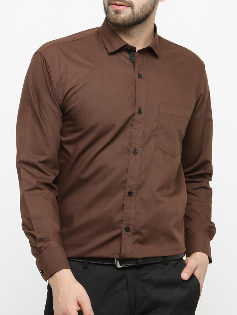 brown cotton formal shirt - 15054852 - Zoom Image - 1