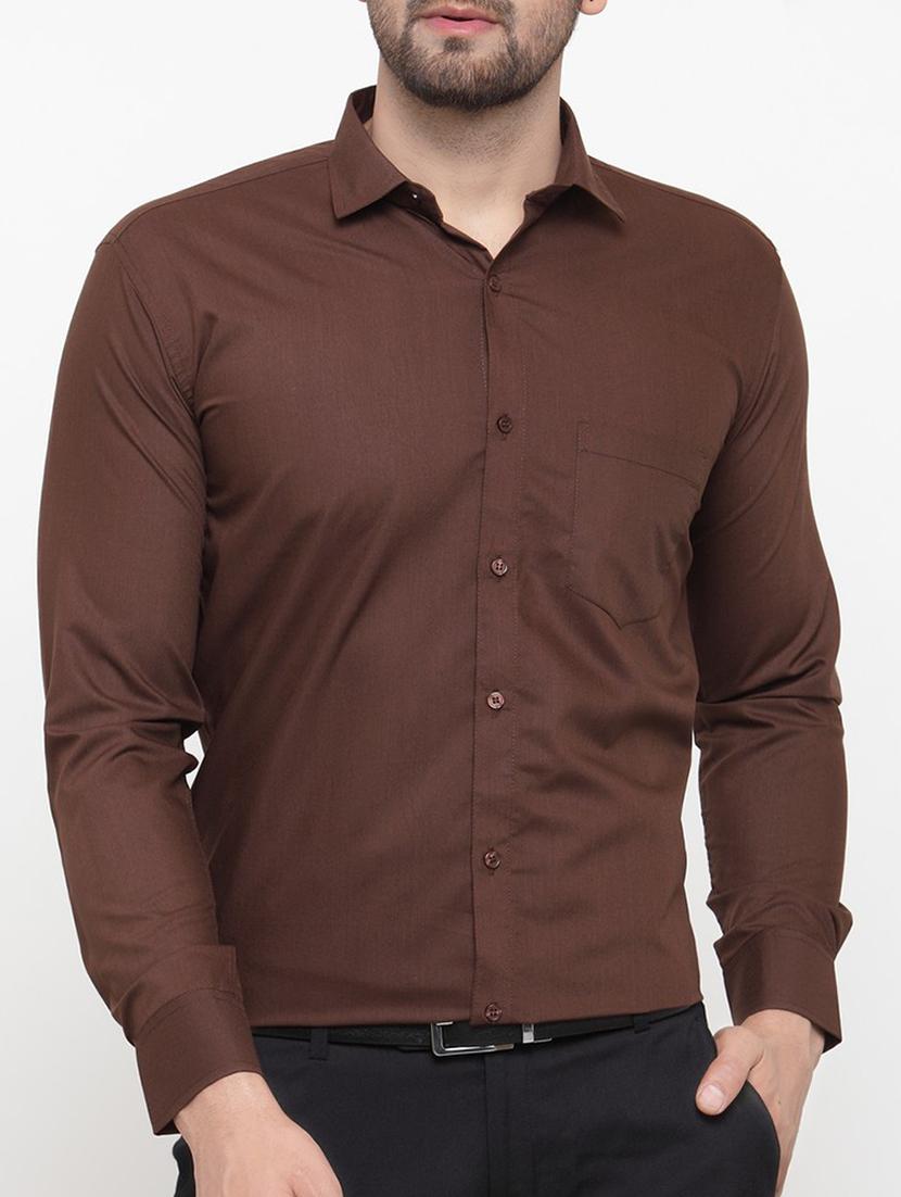 brown cotton formal shirt - 15054911 - Zoom Image - 1