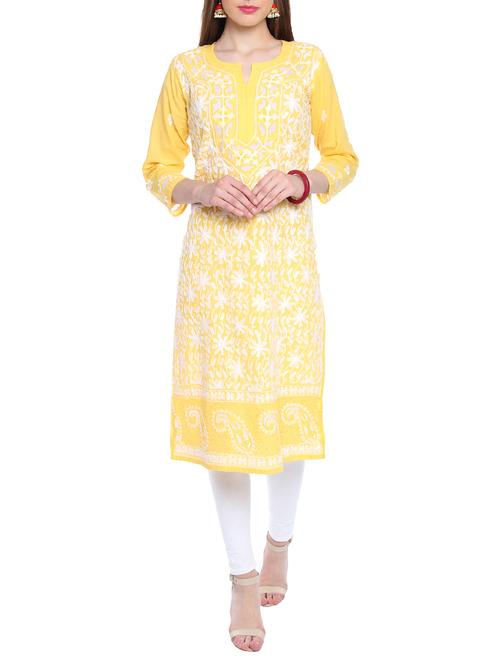 yellow cotton solid kurta - 15055140 - Standard Image - 1
