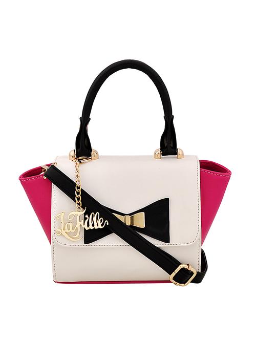 white leatherette messenger handbag - 15055892 - Standard Image - 1
