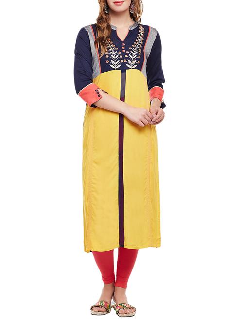 straight embroidered kurta - 15056025 - Standard Image - 1
