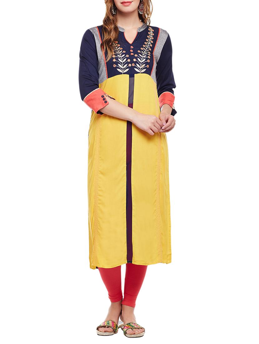 straight embroidered kurta - 15056025 - Zoom Image - 1