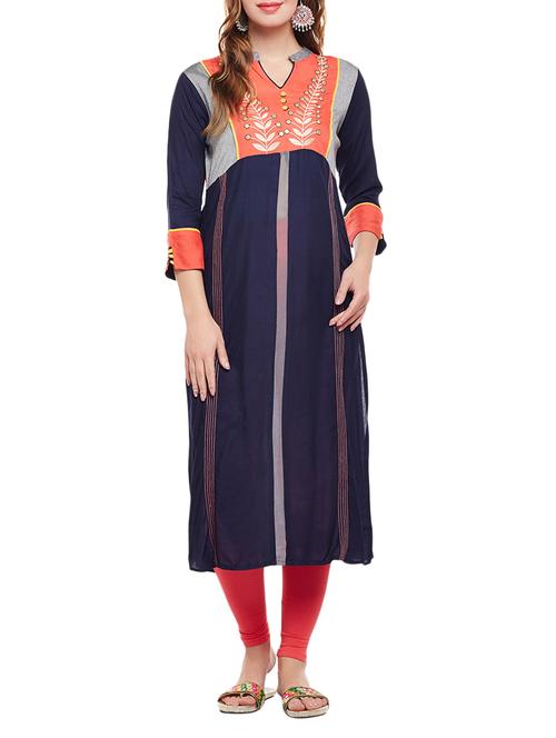 straight embroidered kurta - 15056026 - Standard Image - 1