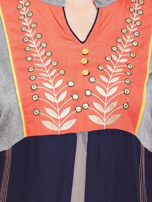 straight embroidered kurta - 15056026 - Standard Image - 4
