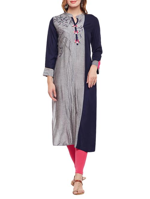 straight embroidered kurta - 15056031 - Standard Image - 1