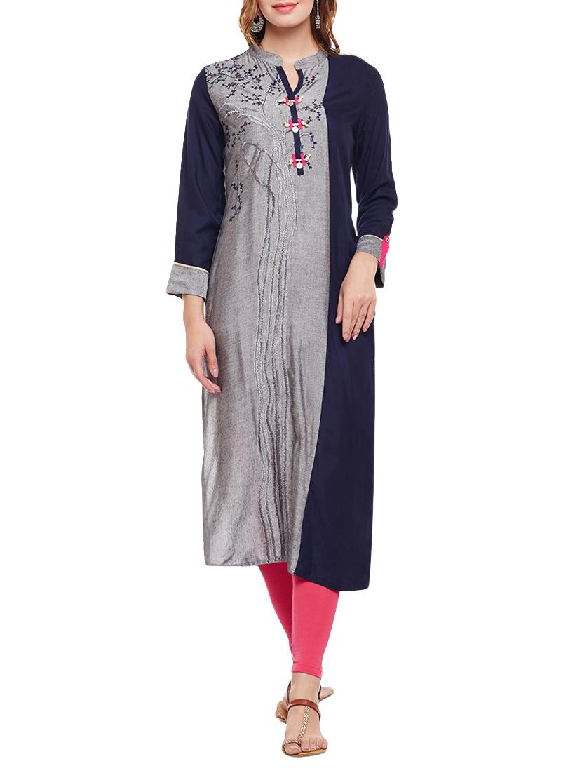 straight embroidered kurta - 15056031 - Zoom Image - 1